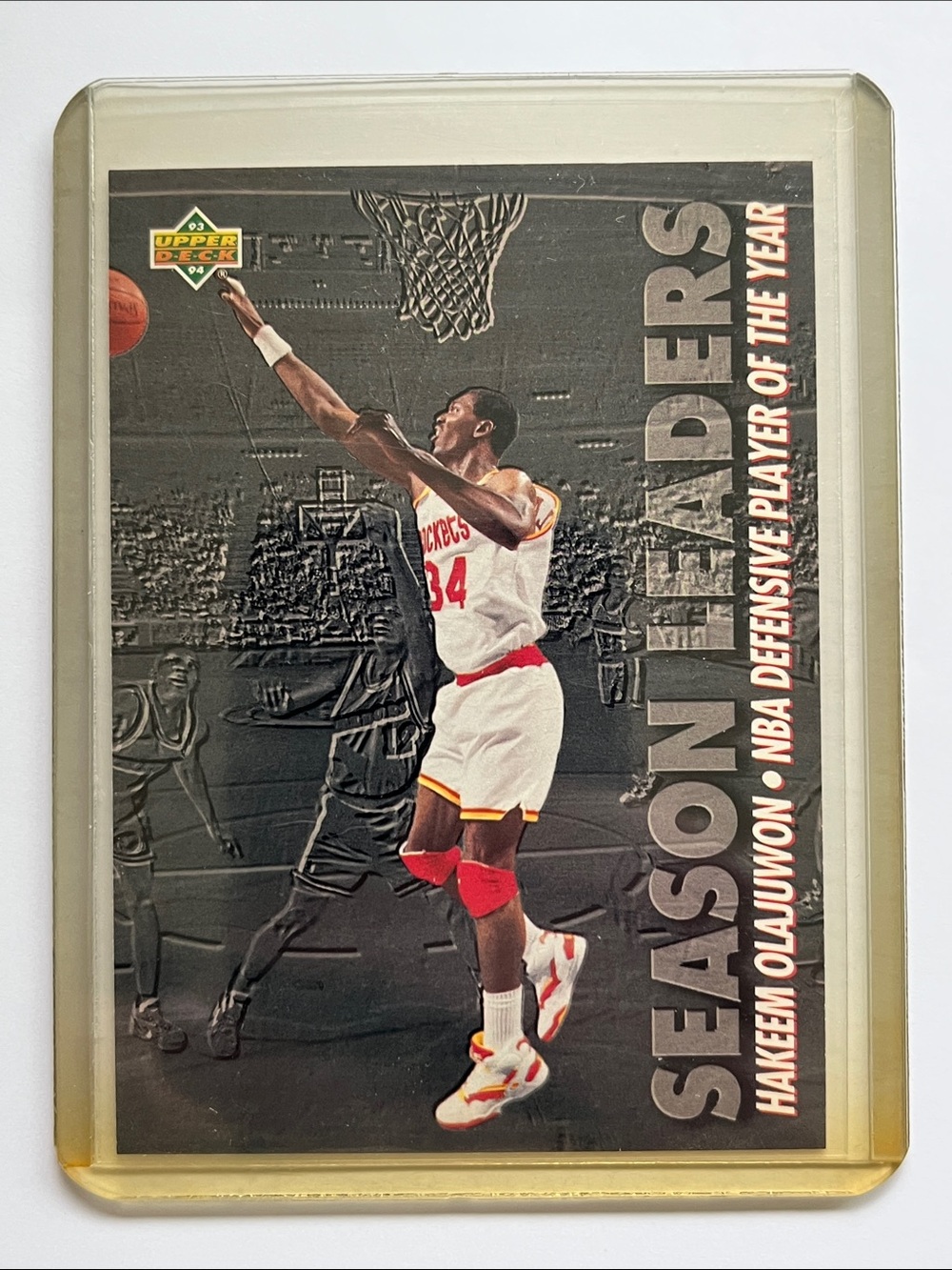 Hakeem Olajuwon. 1993-94 Upper Deck “Season Leaders” NBA Defensive Player.